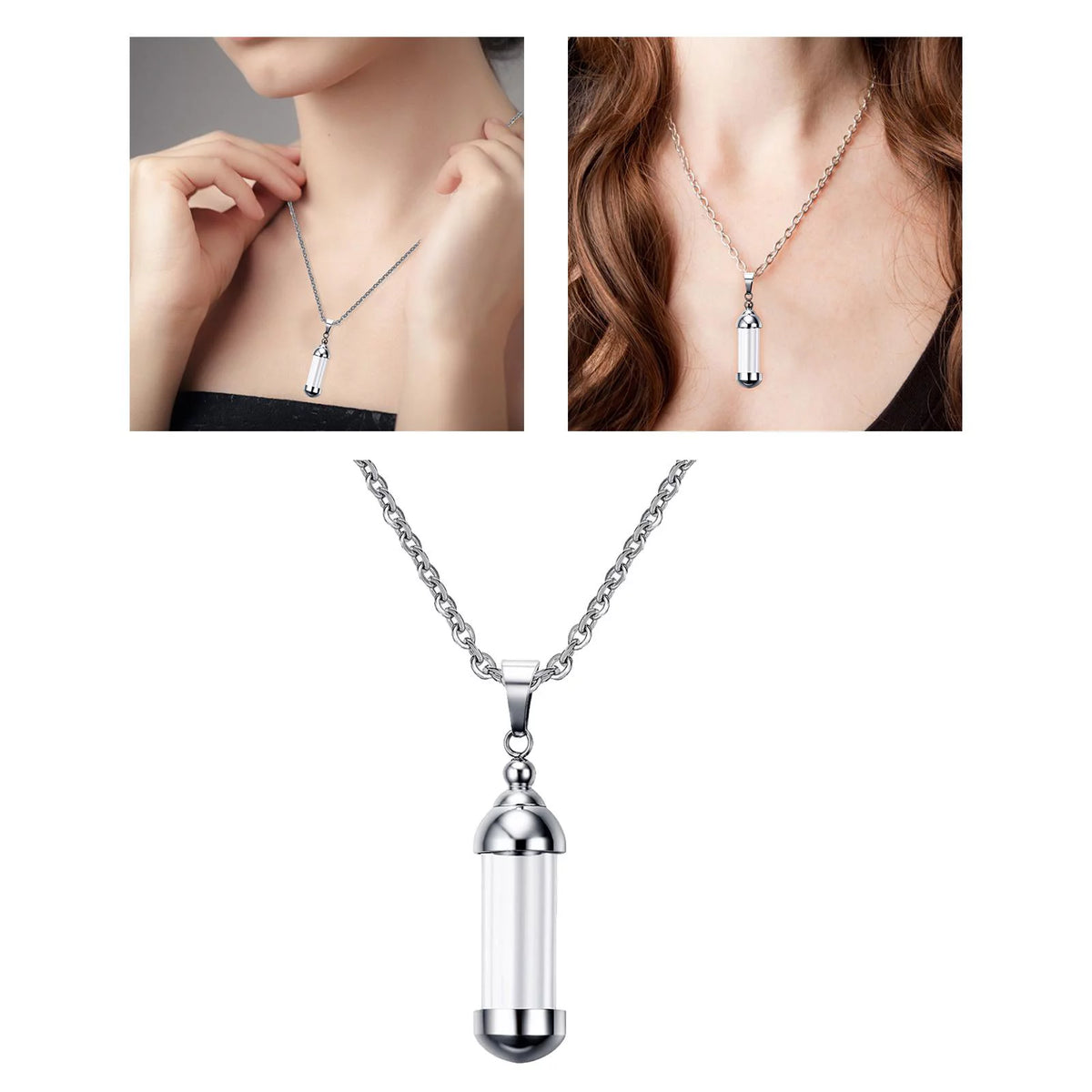 Glass Vial Pendant Necklace J900