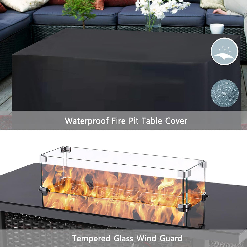 43 Inch 50,000 BTU Propane Gas Fire Pit Table with Glass Wind Guard C96532