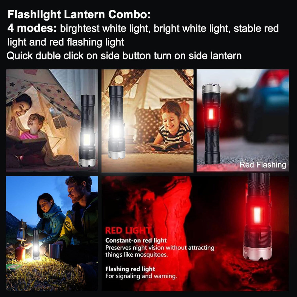 Brightest Rechargeable Zoom Flashlight Lantern Combo Q7339