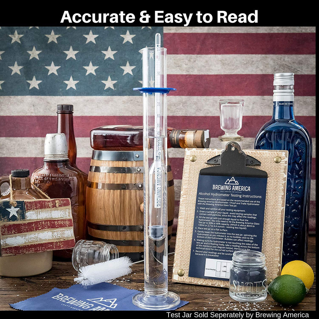 Alcohol Hydrometer Tester 0-200 Proof Pack of 2 Q584106