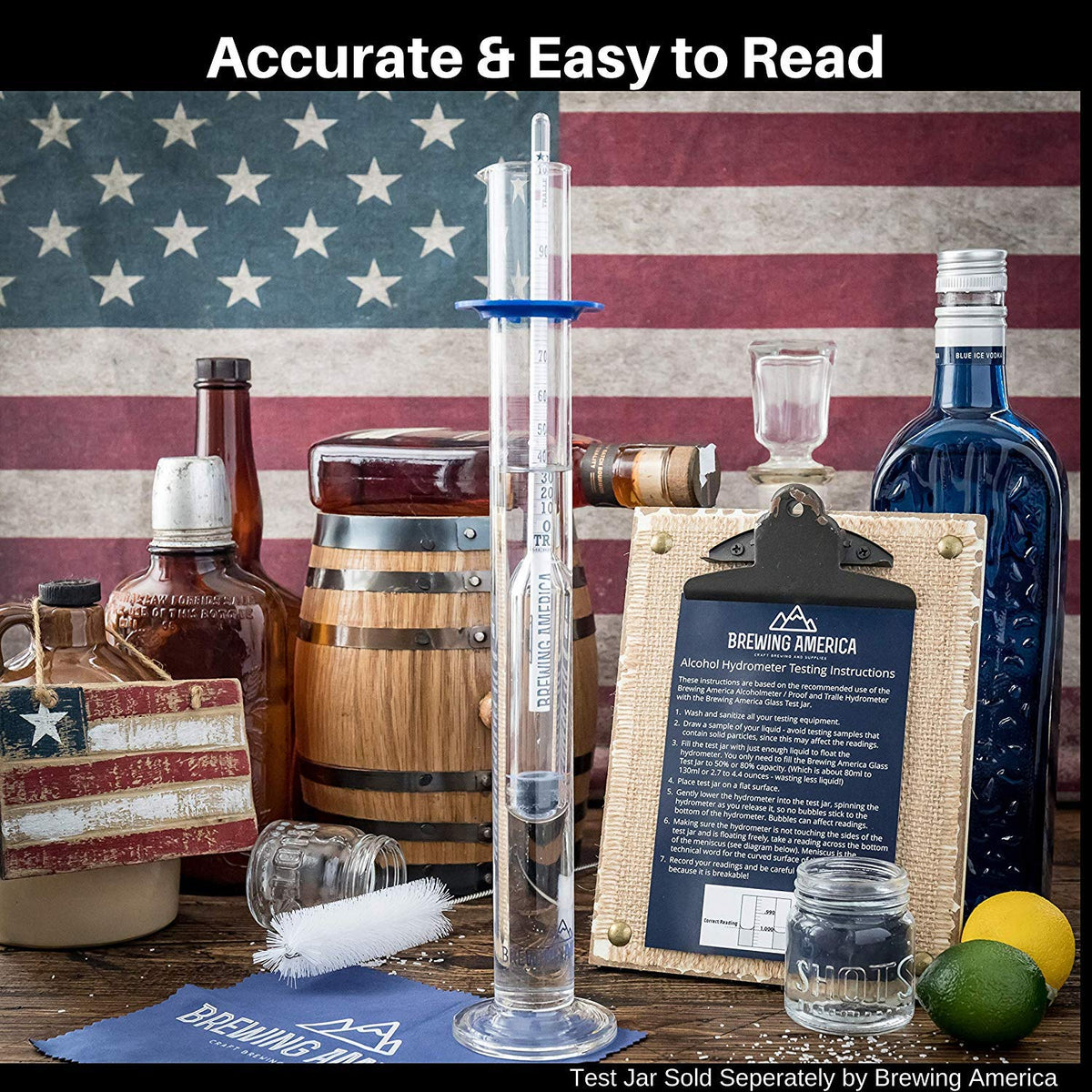 Alcohol Hydrometer Tester 0-200 Proof Pack of 2 Q584106