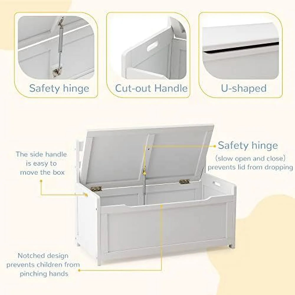 White Rubber Wood Toy Box Z81086