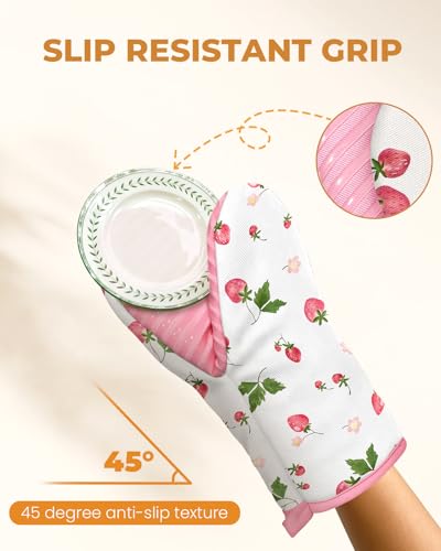100% Cotton Mini Oven Mitts Set with Silicone Grips P984