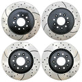 Front and Rear Drilled Slotted Black Brake Rotors Set of 4 I448131