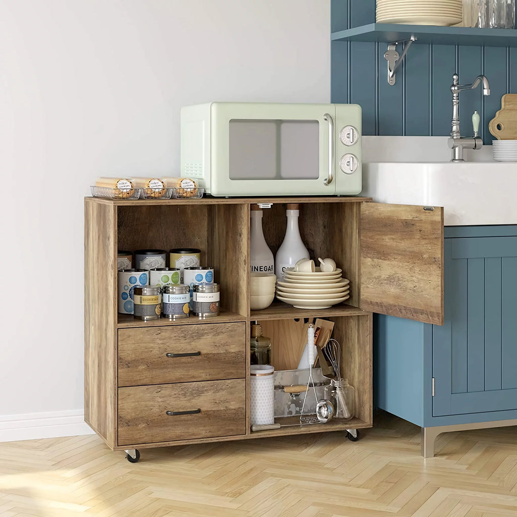 Wooden 2 Drawer File Cabinet with Wheels B738298