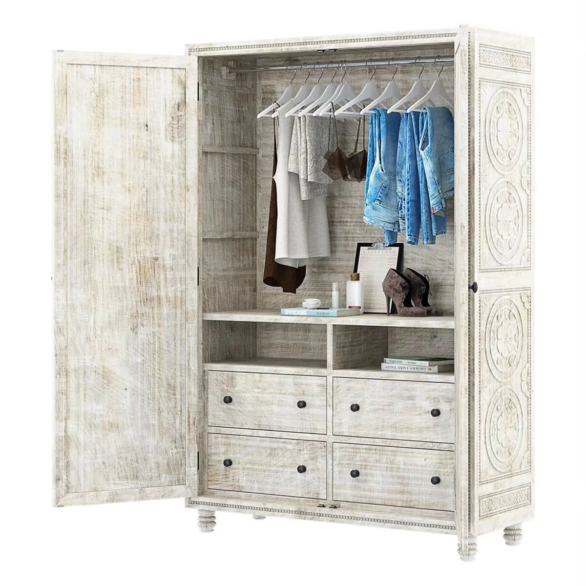 Hand carved Wardrobe Armoire T32566