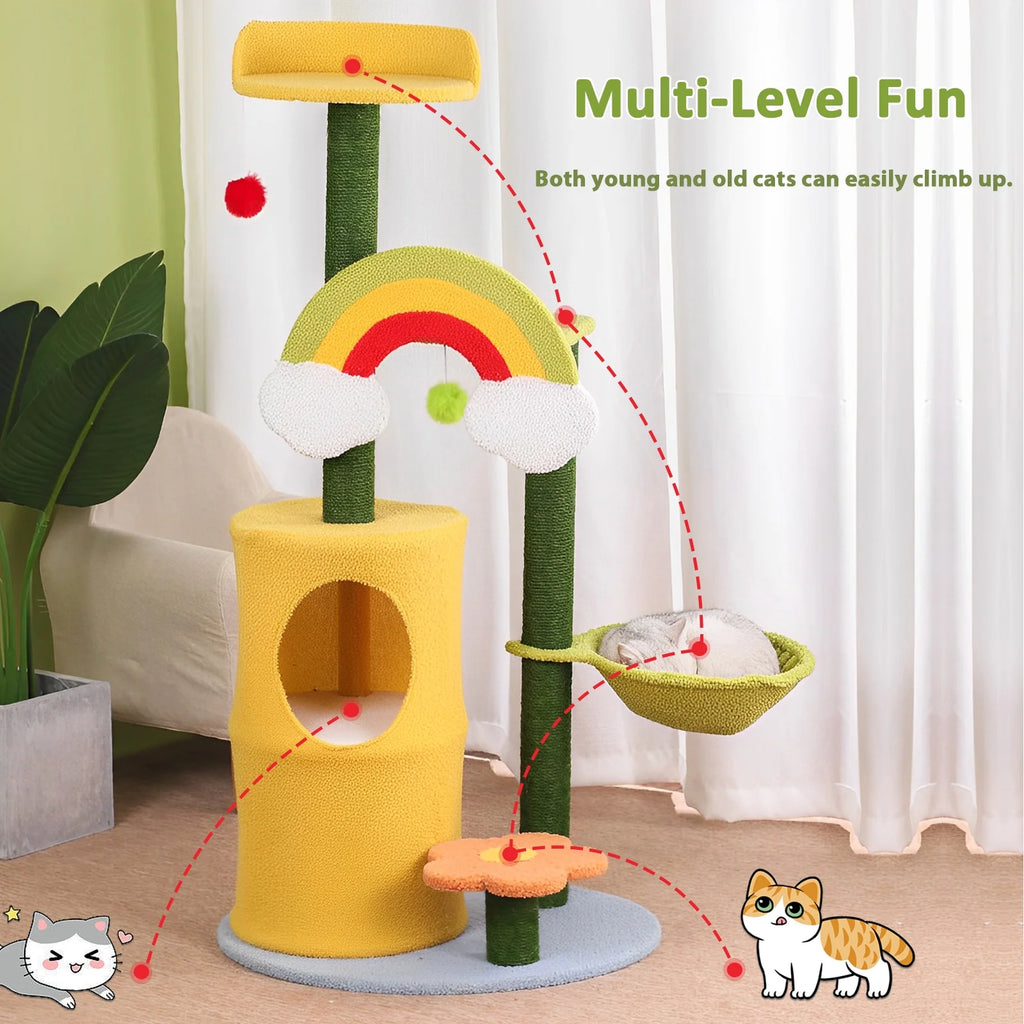 47" Cat Tree with Scratching Posts and Cat Condos I1959