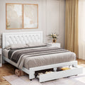 Queen Size Black PU Leather Upholstered Platform Bed Frame R87609