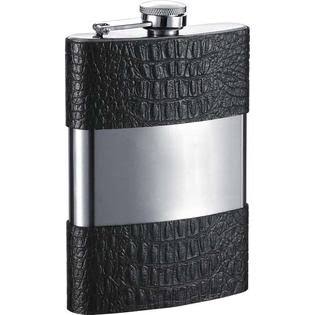 Black Leather 8oz Hip Flask S845721