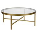 Round Metal Base Coffee Table in Brass and Gold E103193