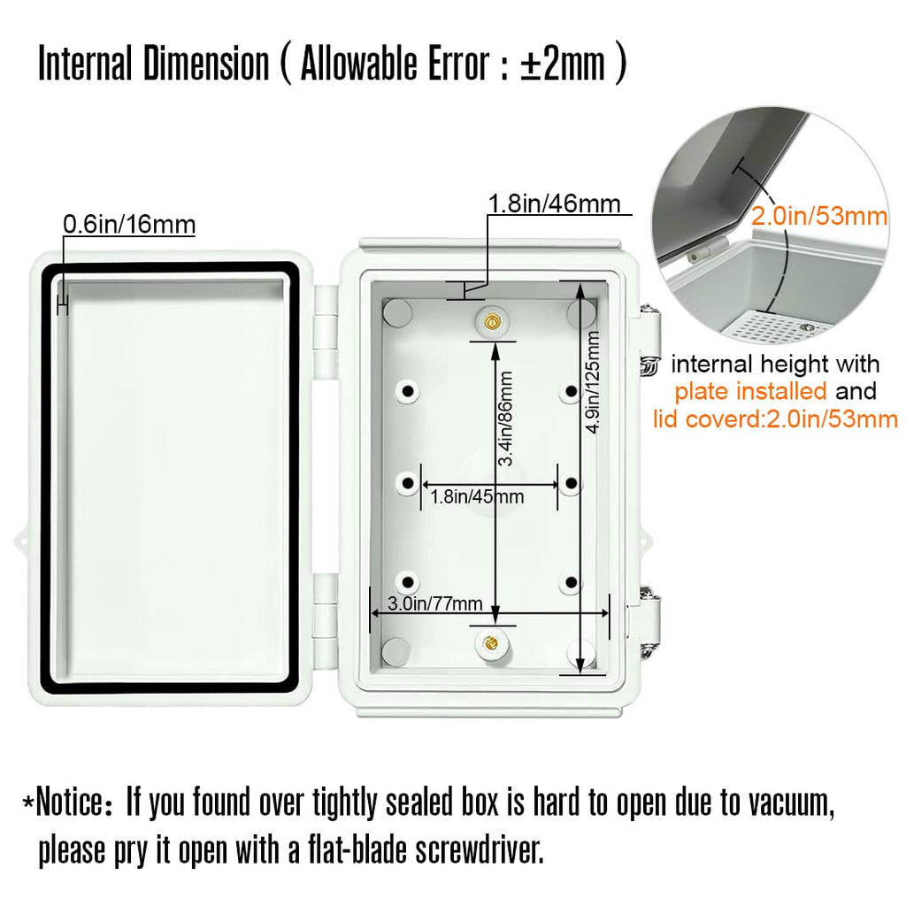ABS IP67 Waterproof Junction Box with Mounting Plate Pack of 2 Z18826