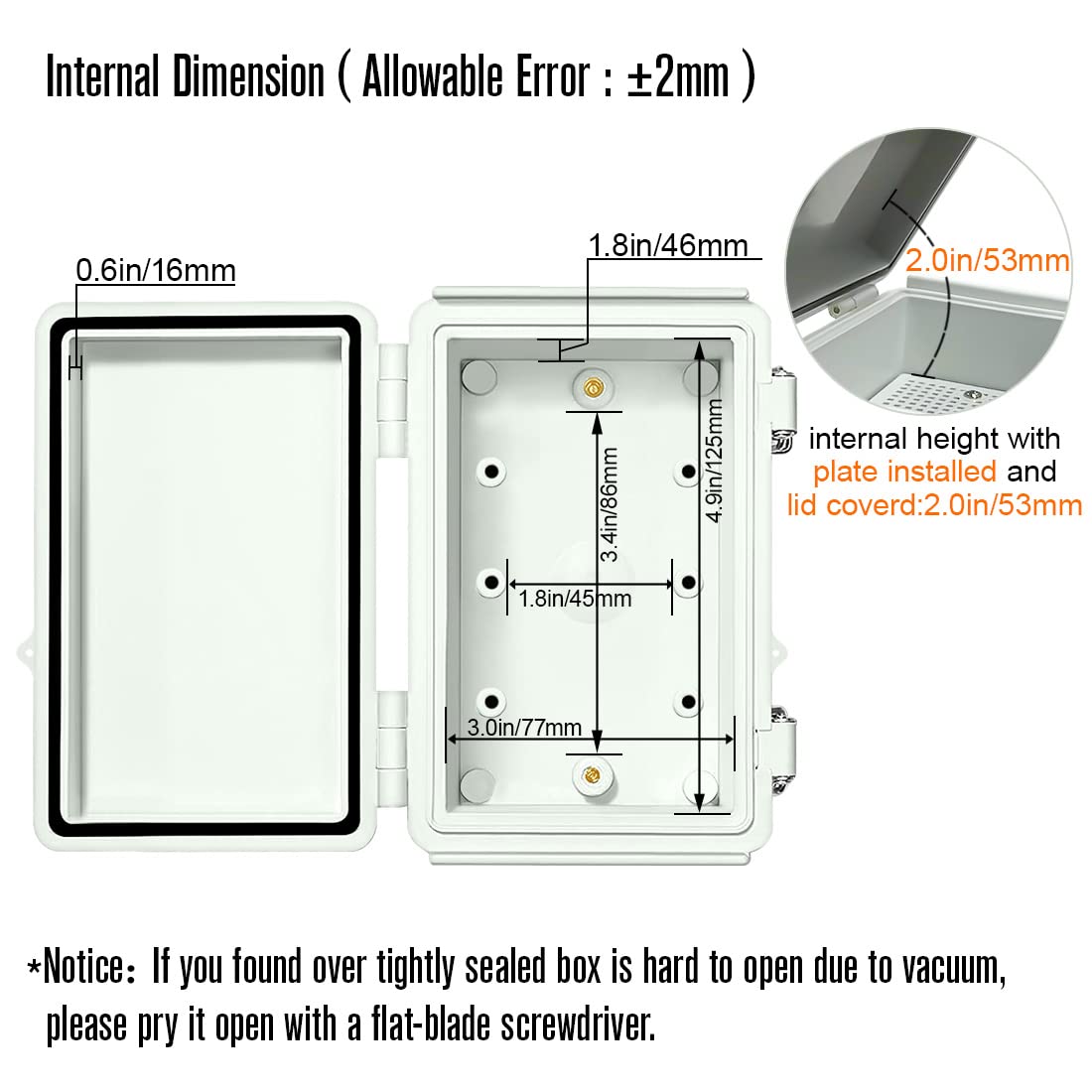 ABS IP67 Waterproof Junction Box with Mounting Plate Pack of 2 Z18826