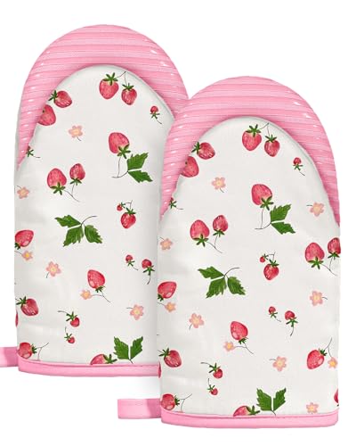 100% Cotton Mini Oven Mitts Set with Silicone Grips P984