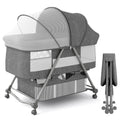 Portable Folding Rocking Bassinet with Storage Basket, Travel Bag, Gray V95946
