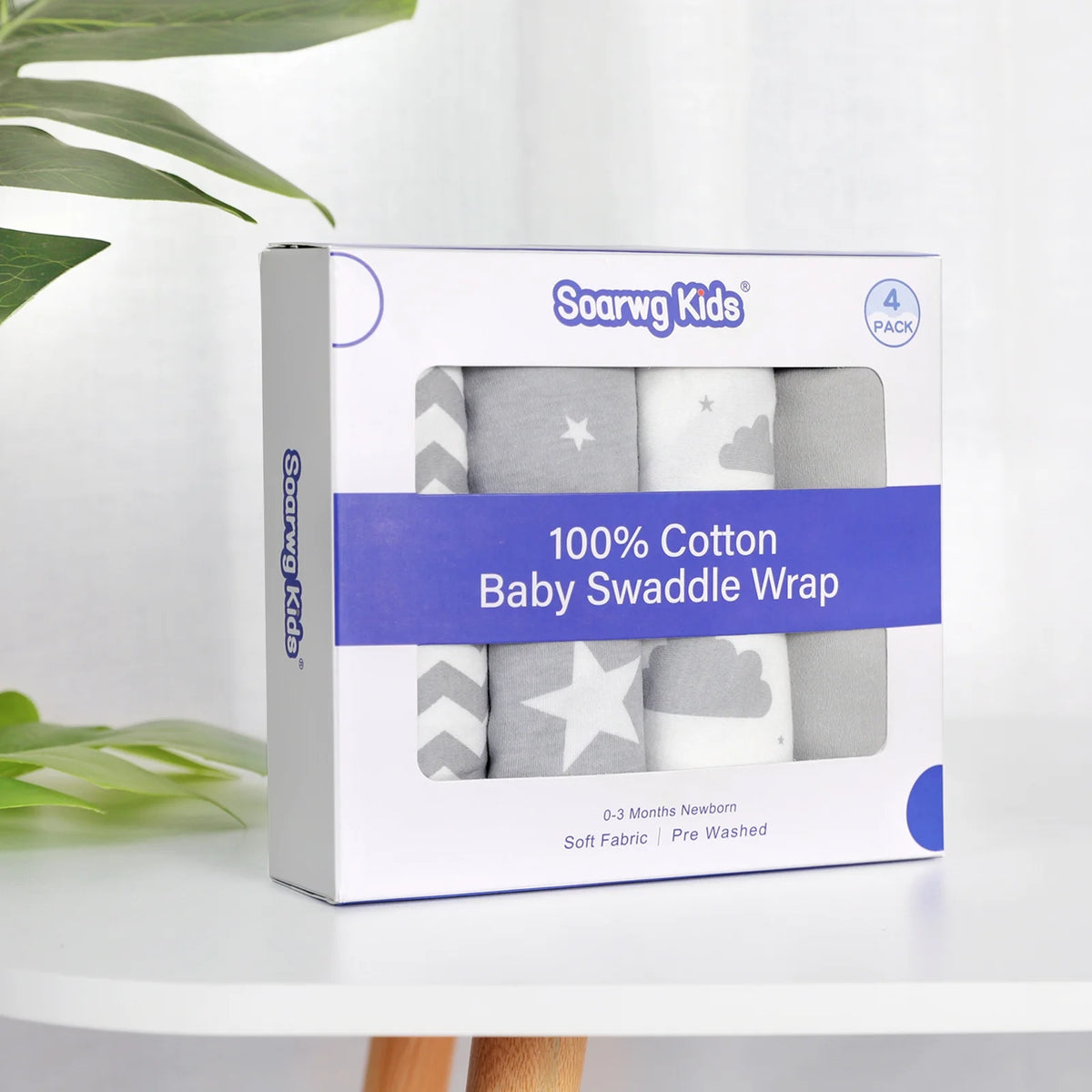 Organic Cotton Swaddle Blankets 4-Pack N22802