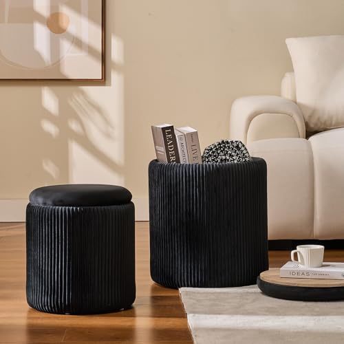 Set of 2 Upholstered Velvet Ottoman with Storage X8926