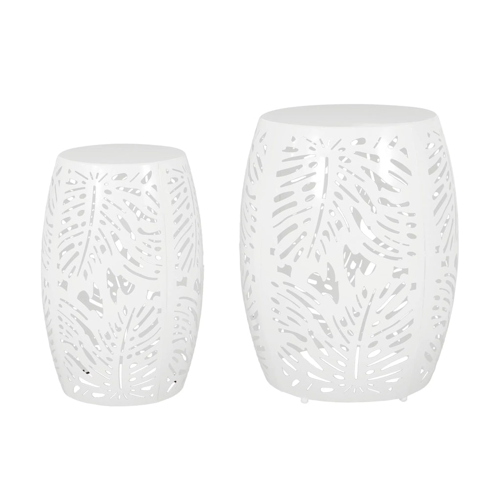 White Metal Side Tables, Set of 2 O3569