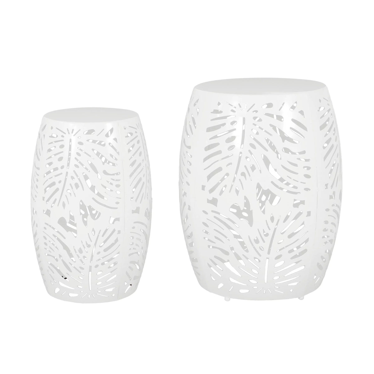 White Metal Side Tables, Set of 2 O3569