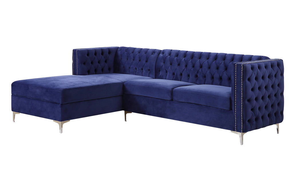 Navy Blue Velvet Sectional Sofa M286304