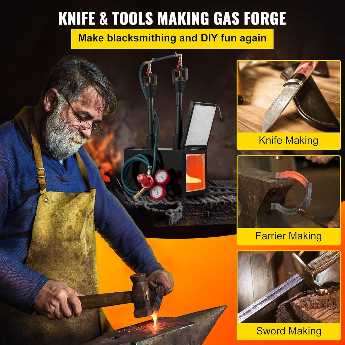 Portable Dual Burners Propane Knife Forge M44761