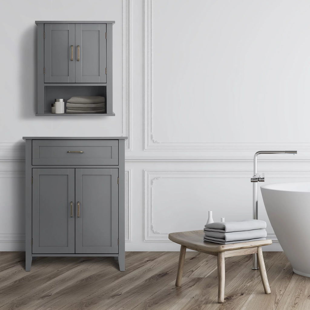 Gray Wooden Floor Storage Cabinet U452