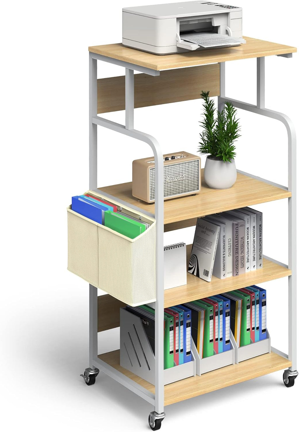 4 Tier Mobile Printer Stand with Storage Bag Y431