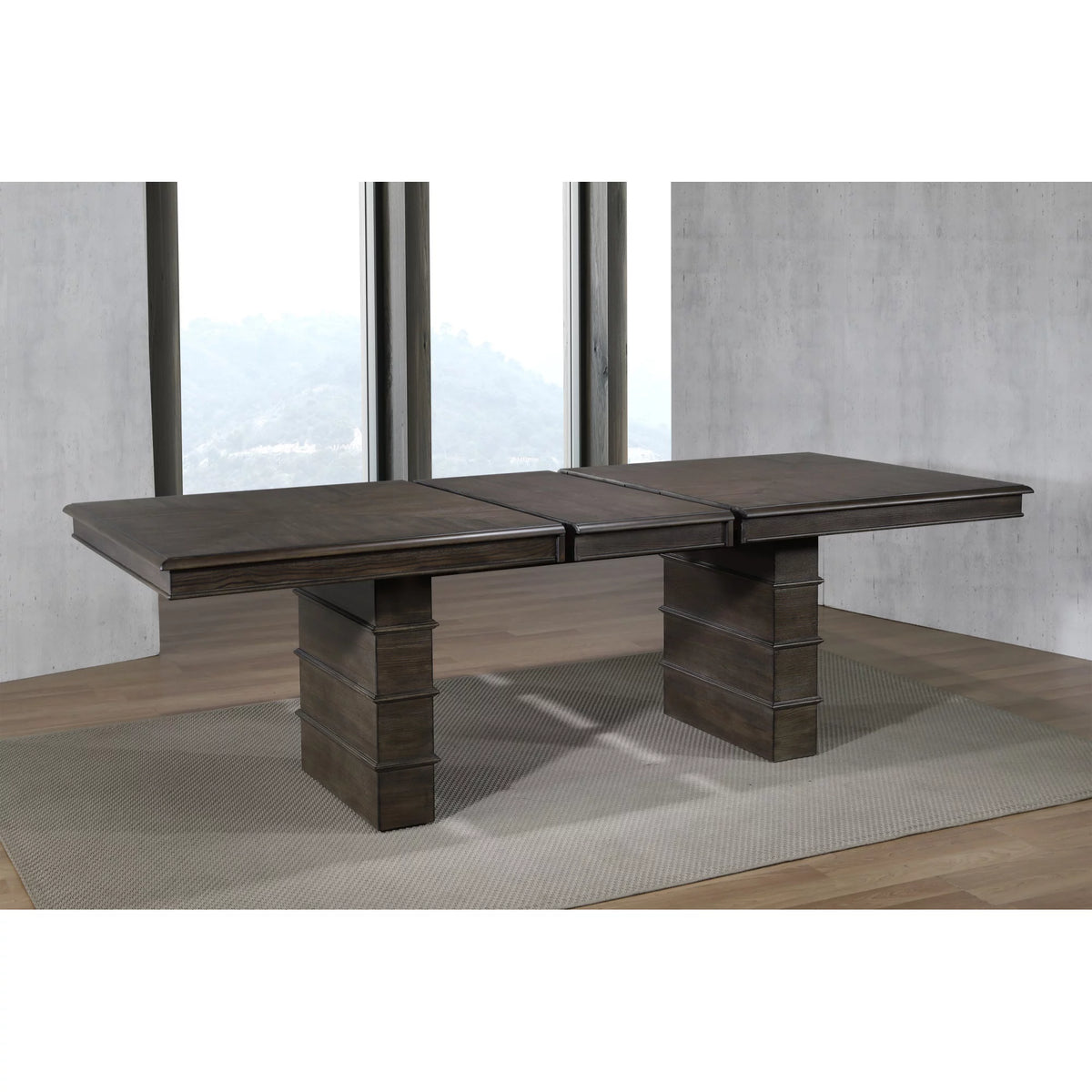 96" Rectangular Extendable Brown Solid Wood Dining Table O21503
