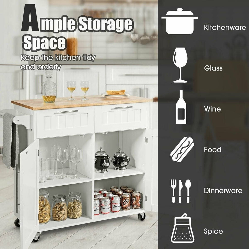 White Rolling Kitchen Cart U3526