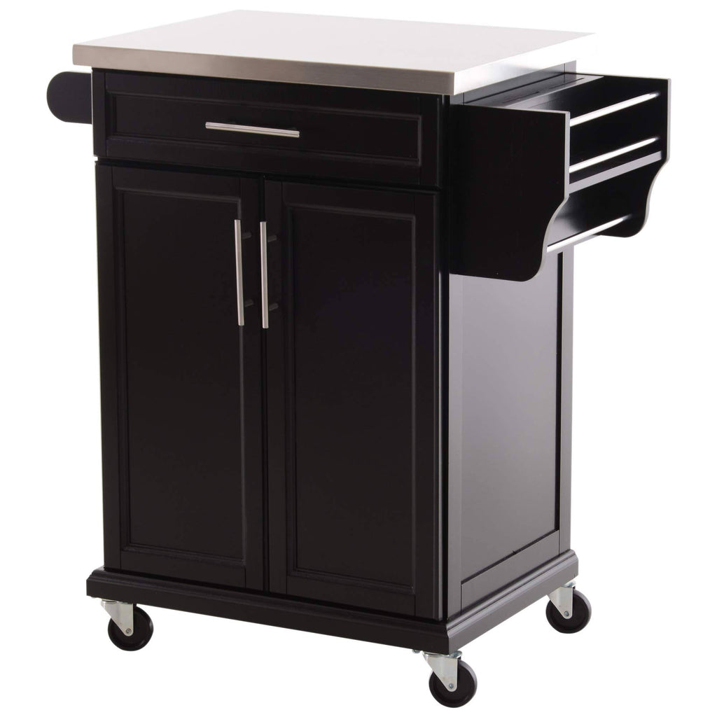 Wood Stainless Steel Rolling Kitchen Island Utility Cart G633396