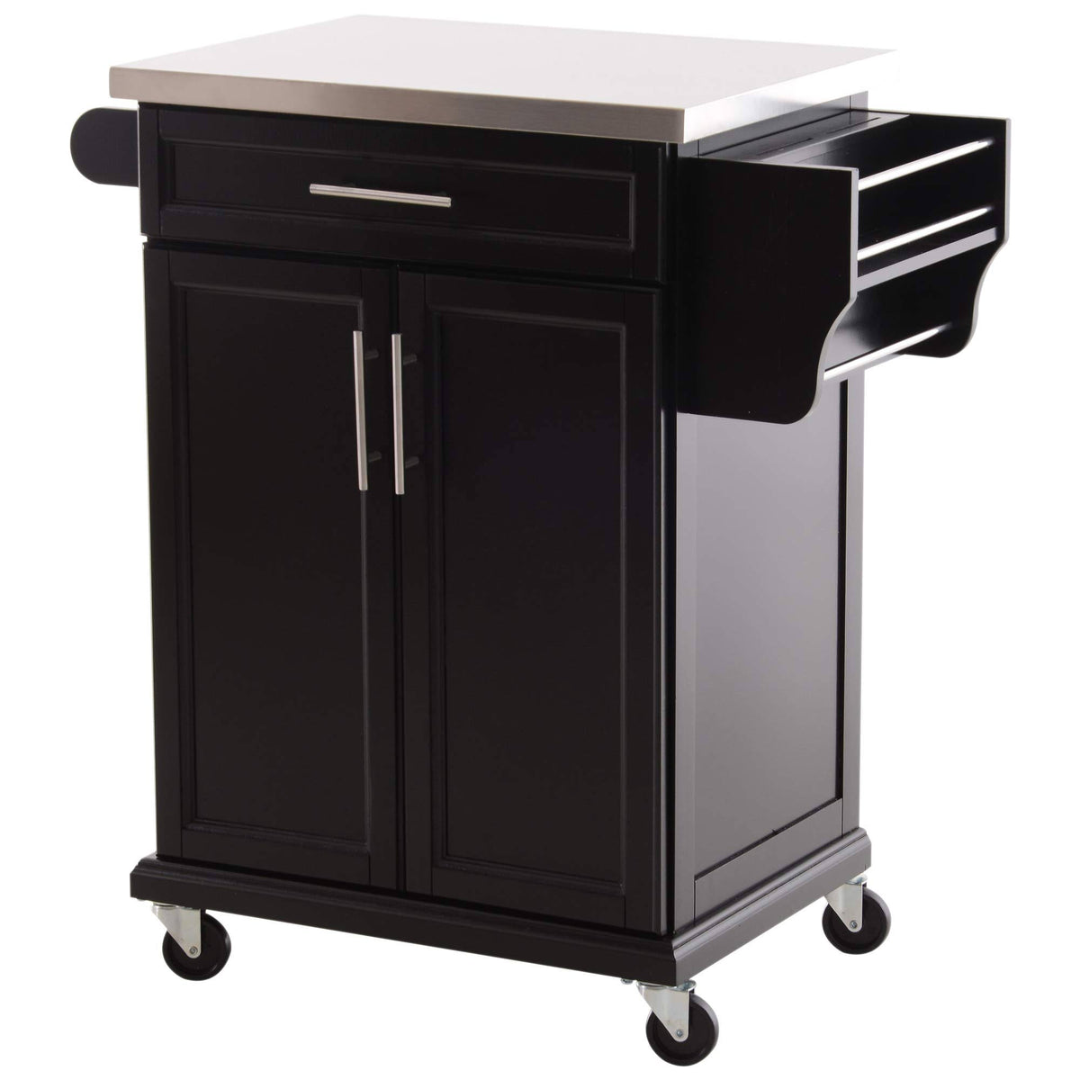 Wood Stainless Steel Rolling Kitchen Island Utility Cart G633396