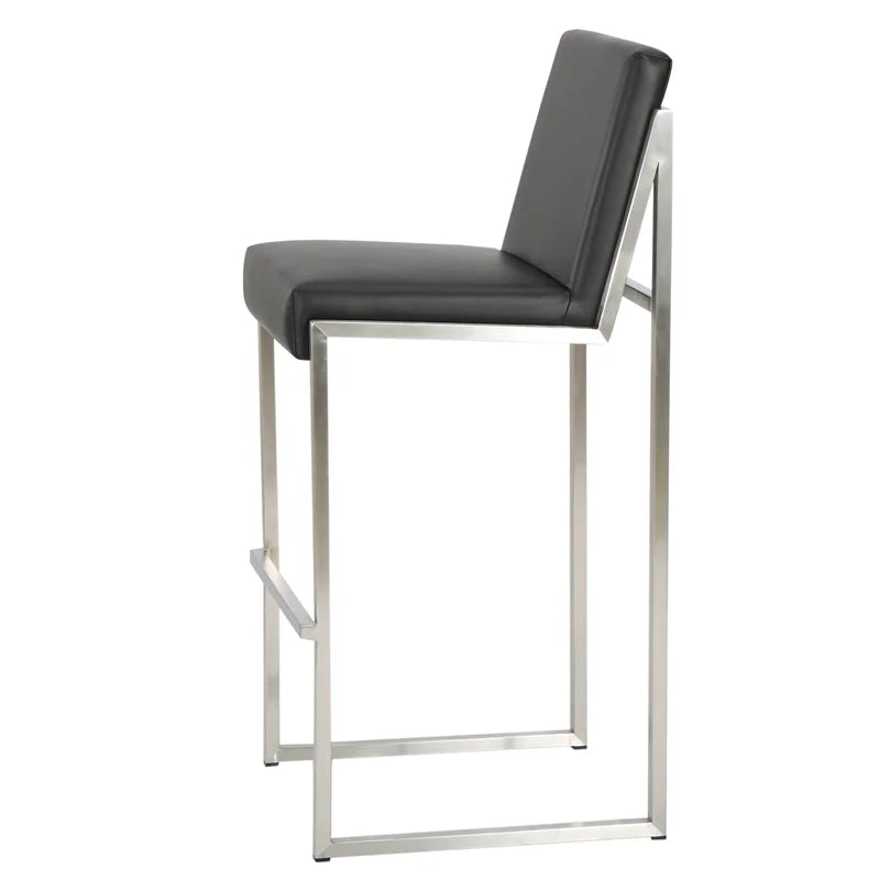 Black Leather Barstool Set of 2 V4908