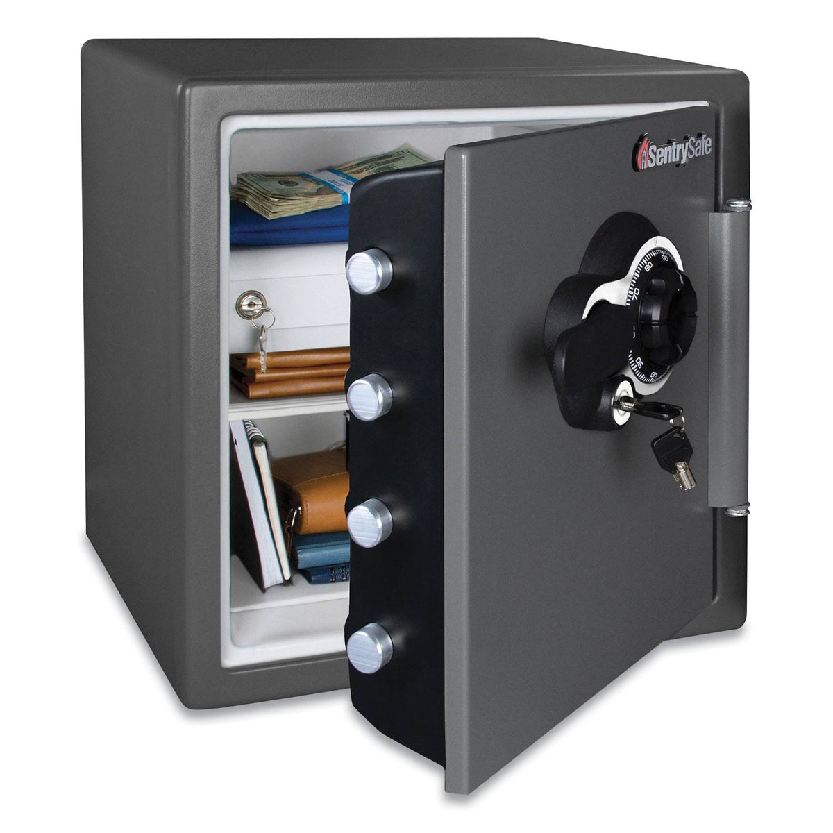Fireproof Waterproof Combination Safe with Key, 1.23 Cu ft, Black K18258