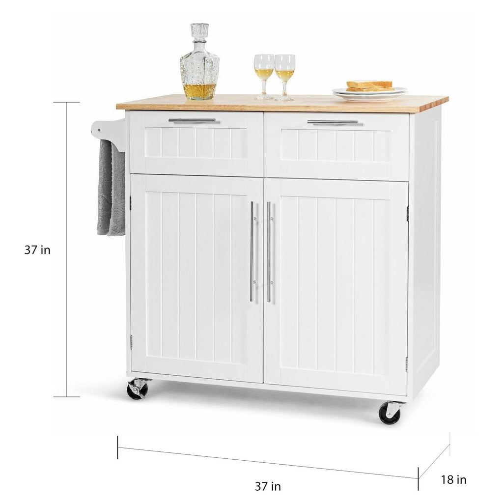 White Rolling Kitchen Cart U3526
