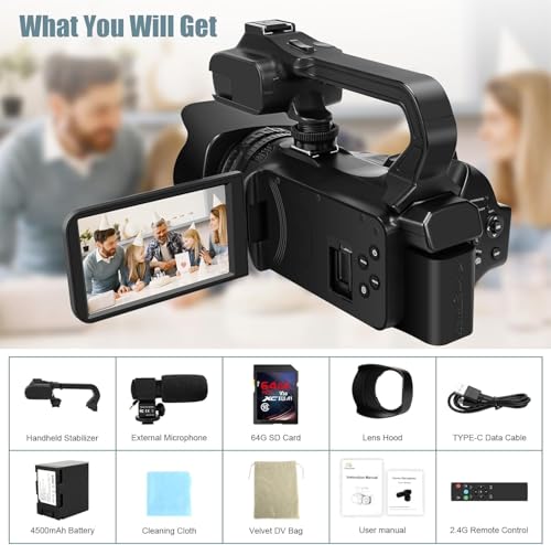 6K Camcorder Video Camera 64MP IR Night Vision 18X Digital Zoom 4.0 Inch Touch Screen with WiFi L208