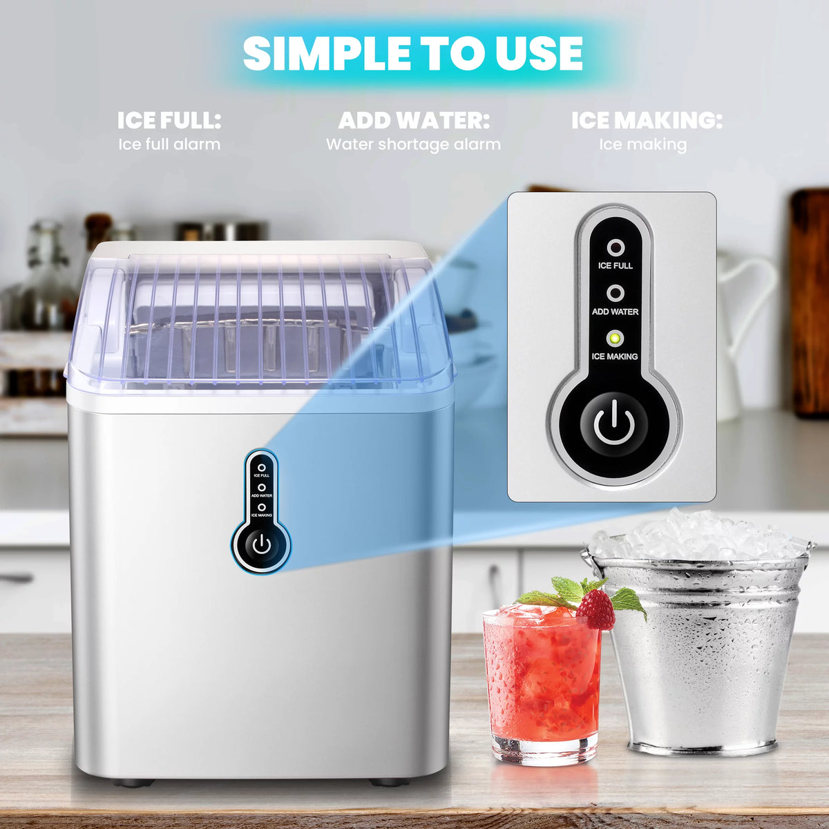 Portable Countertop Ice Maker with Basket & Ice Scoop J9488