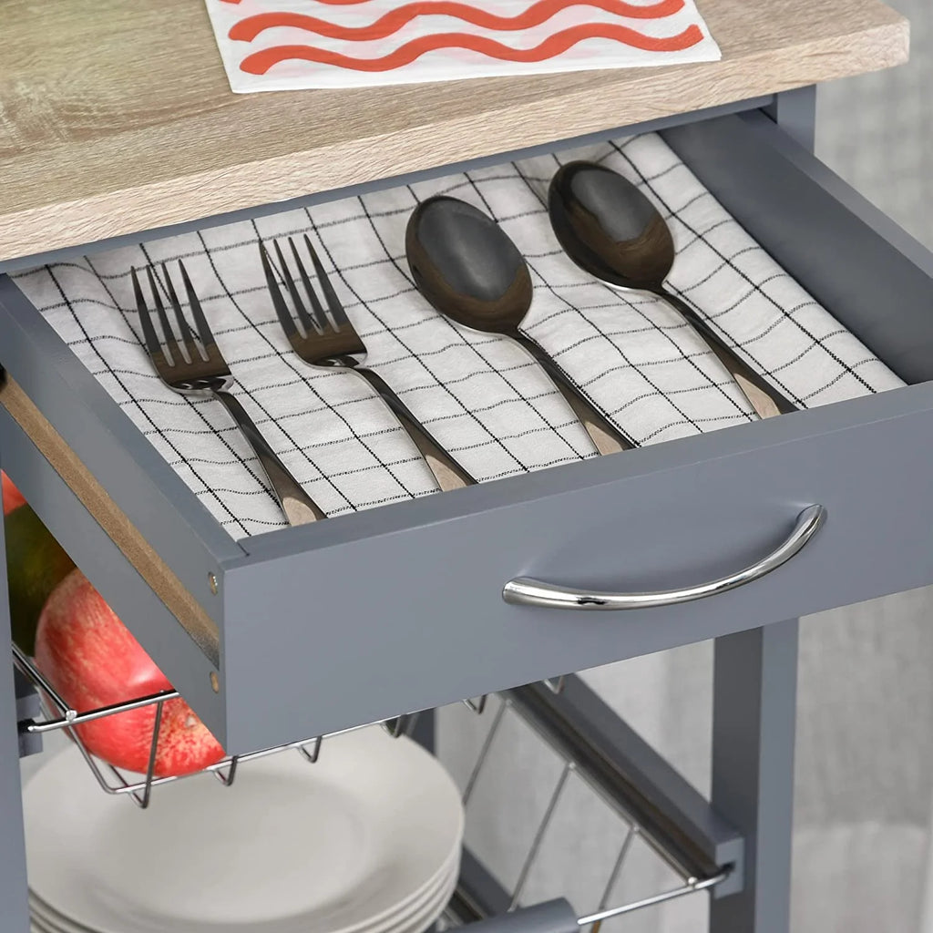 Gray Rolling Kitchen Cart with Storage M20628