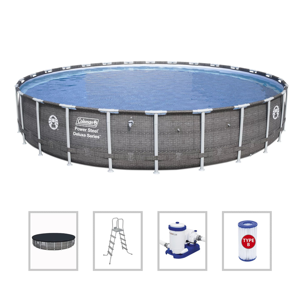 Power Steel Pool Set with Pump, Ladder and Cover Y377646