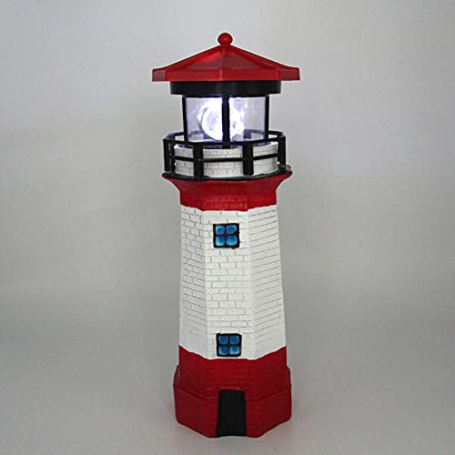 Solar Rotating LED Lighthouse Light Waterproof Statue Q147