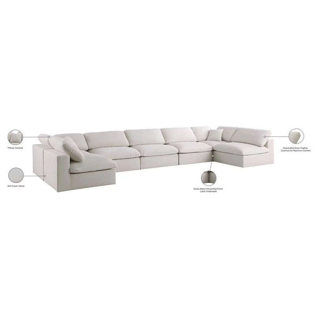 Cream Velvet Modular Sectional C248