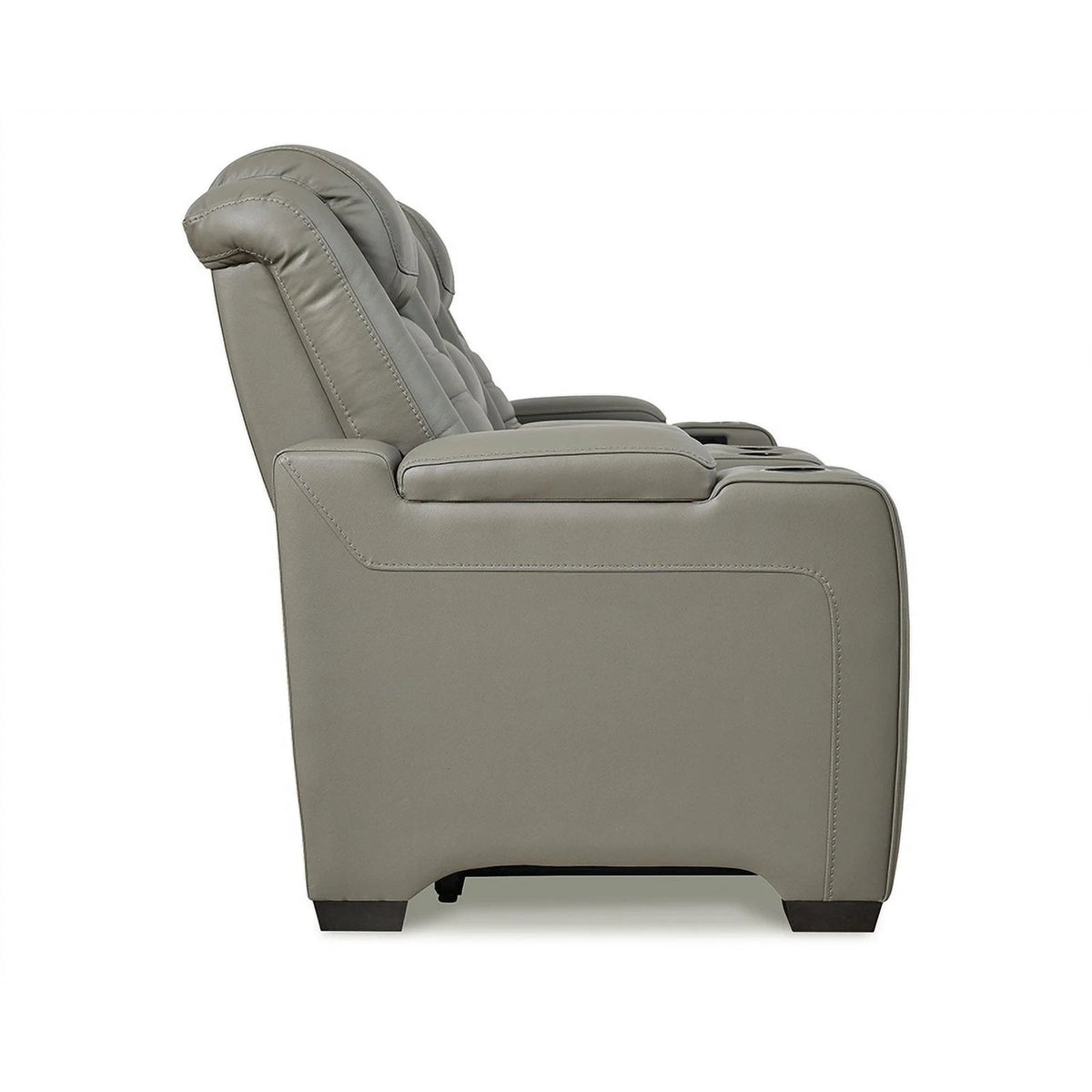 Light Gray Leather Power Reclining Loveseat P255351