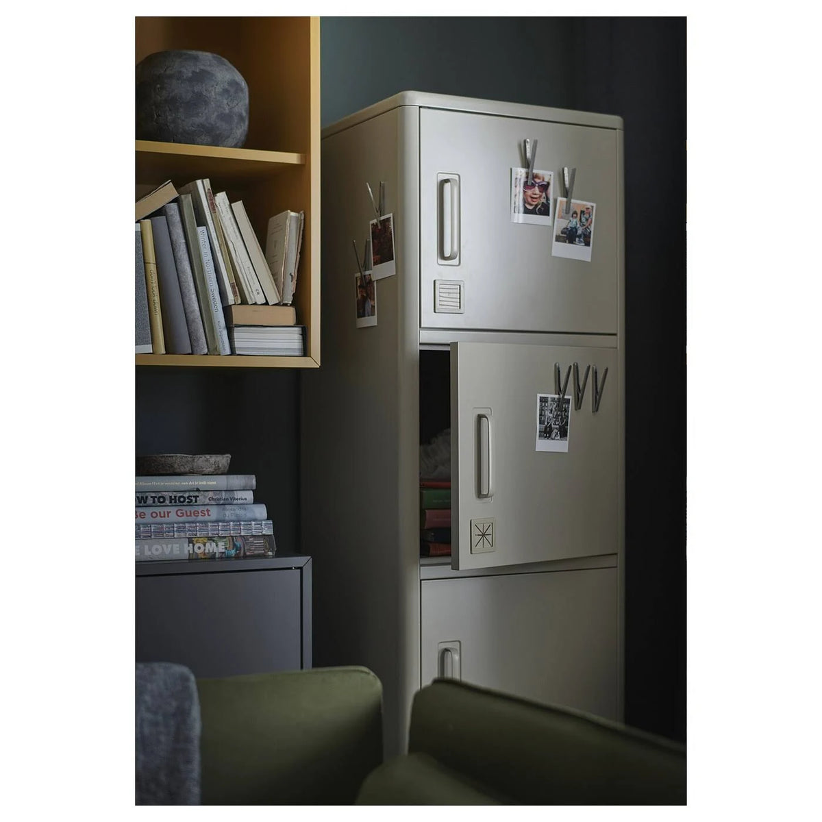 Beige High Cabinet with Drawer and Doors L96387