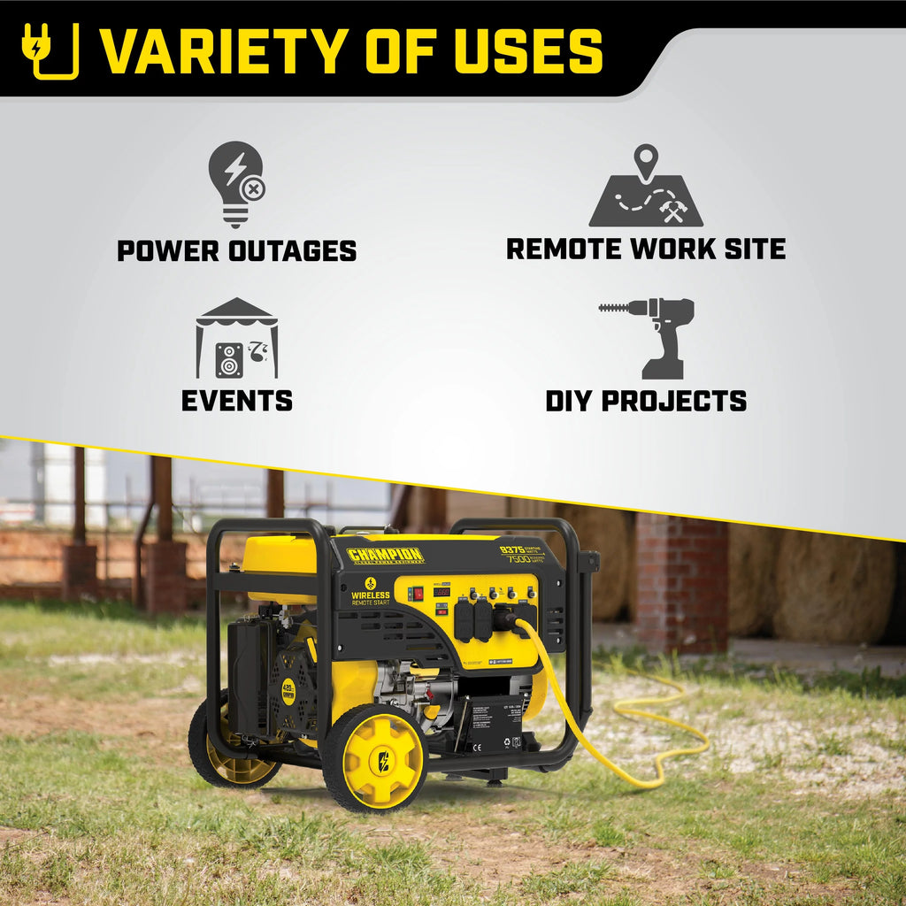 9375/7500 Watts Portable Generator with Wireless Remote Start W3928
