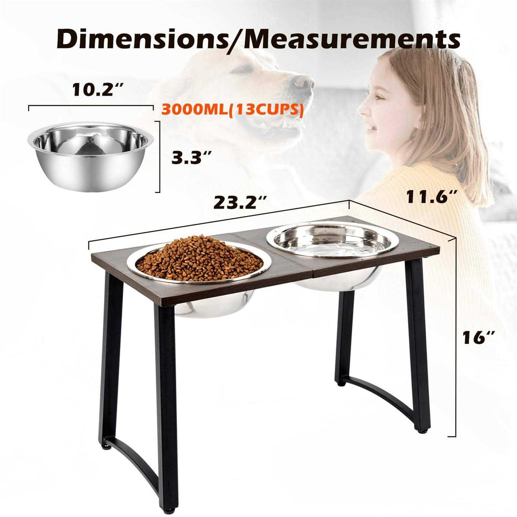 Elevated Dog Bowls with 2 X-Large Stainless Steel Bowls and Slow Feeder U5934