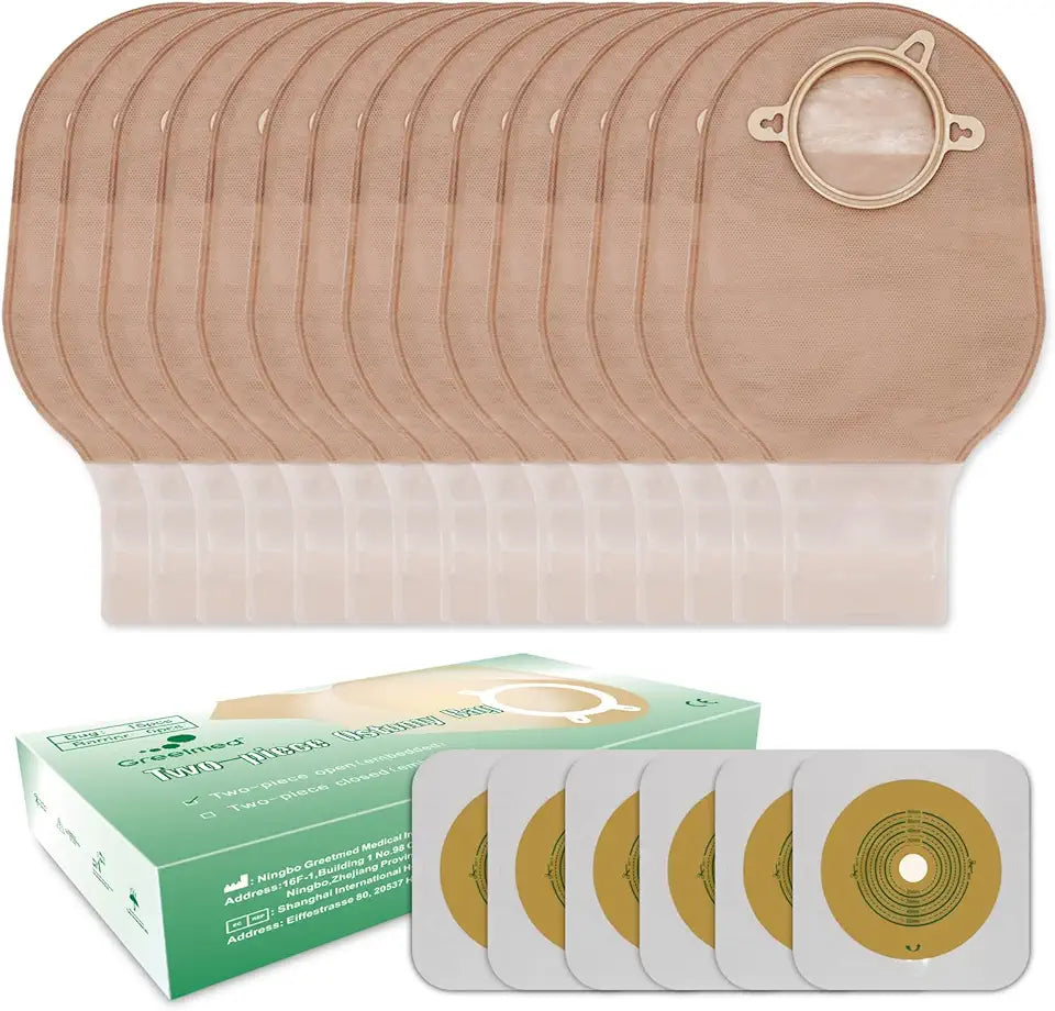 21 PCS Two Piece Drainable Ostomy Pouches with Barrier T242