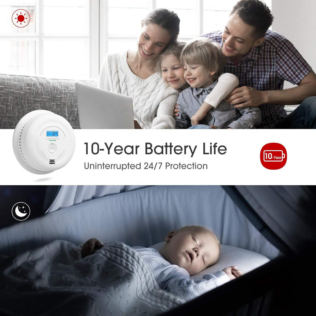 10-Year Battery Smoke and Carbon Monoxide Detector with LCD Display, Pack of 5 V80867