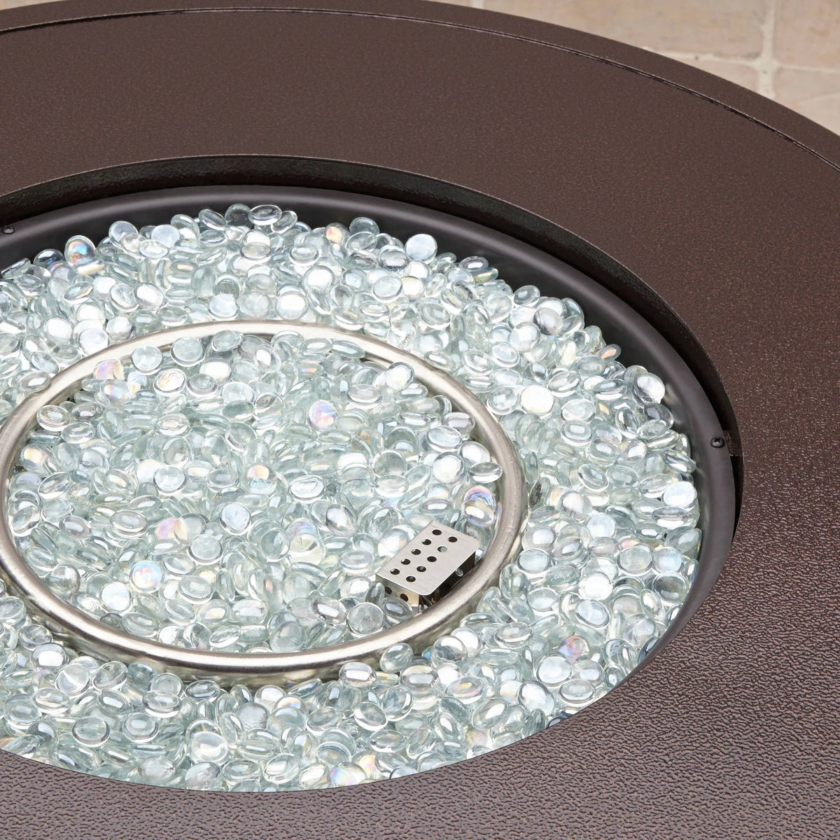 Round 50,000 BTU Propane Gas Fire Pit Table with Glass Beads R122