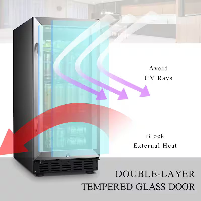 15 in. 70 Can Stainless Steel Beverage Refrigerator H420411
