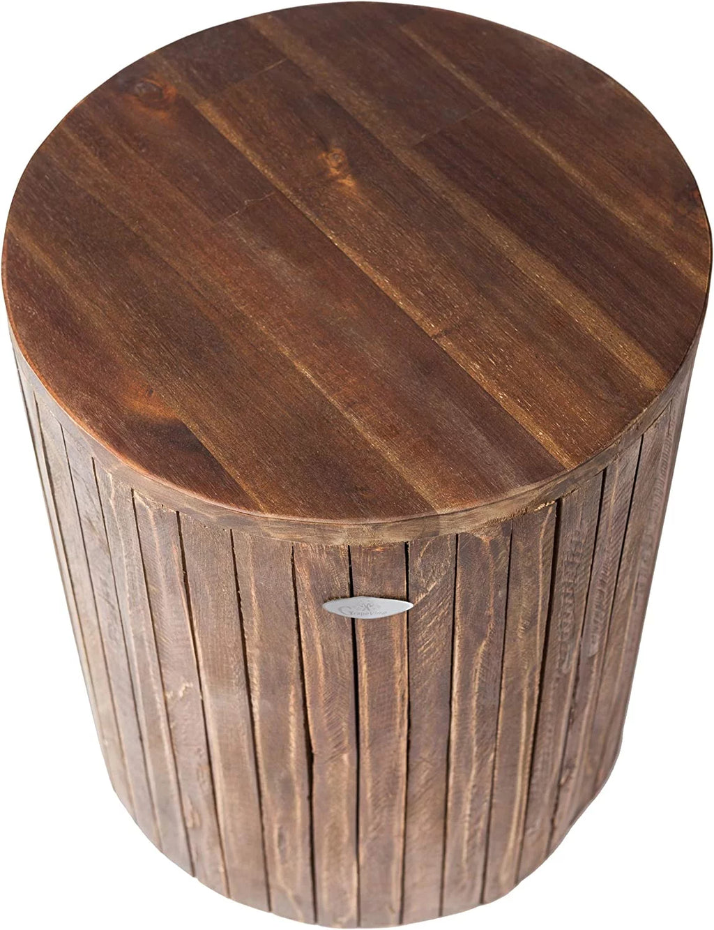 Cacao Brown Recycled Wood Stool End Table Q258271