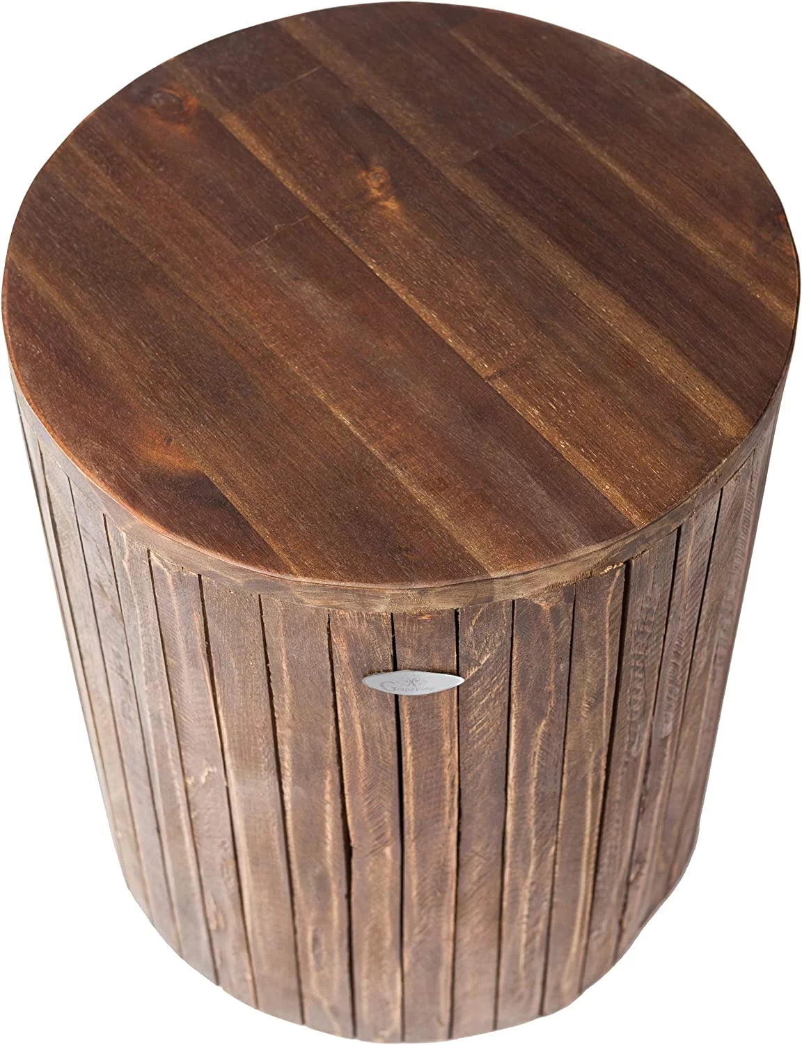 Cacao Brown Recycled Wood Stool End Table Q258271