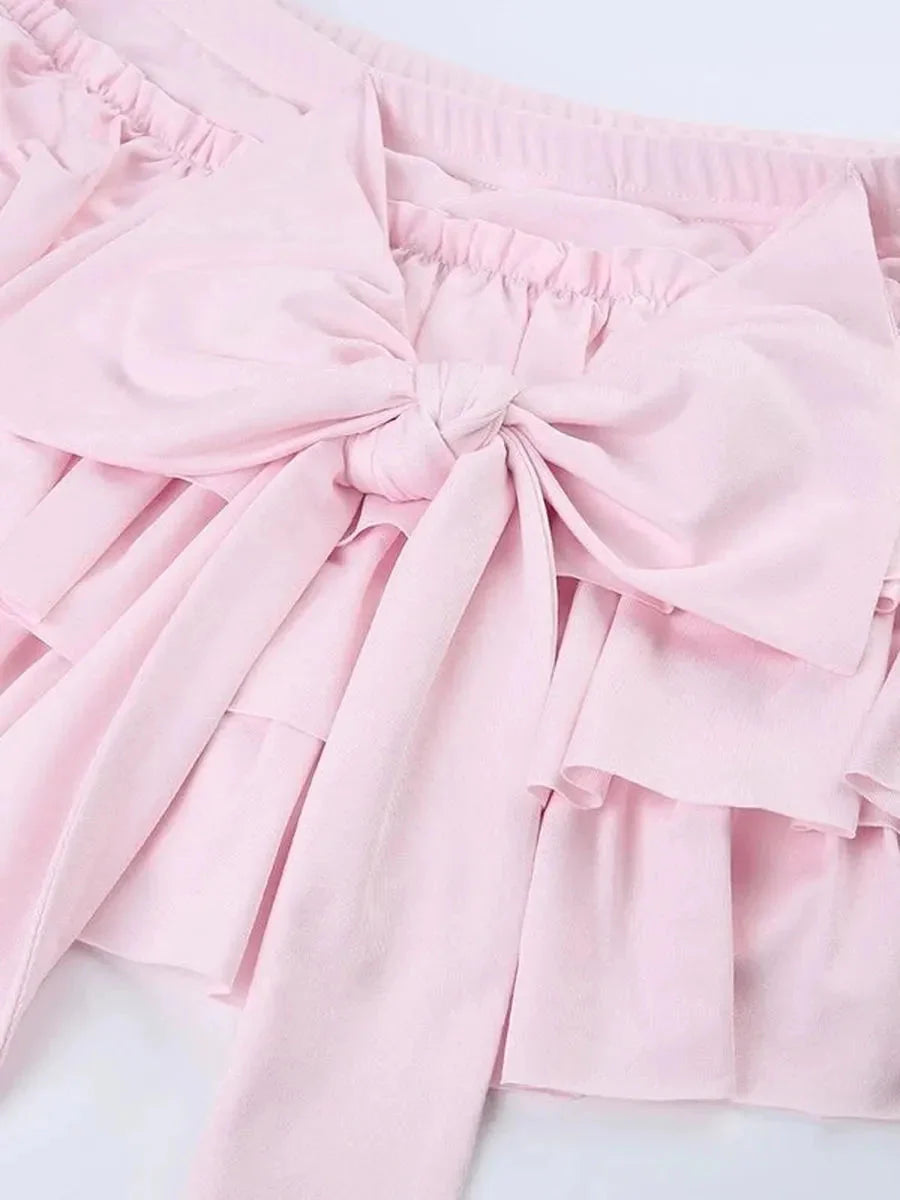 Pink Ruffled Mini Skort H850180